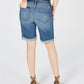 Shorts jeans femininos INC International Concepts com ajuste curvilíneo e acabamento contrastante, azul-marinho, tamanho 10