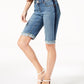Shorts jeans femininos INC International Concepts com ajuste curvilíneo e acabamento contrastante, azul-marinho, tamanho 4