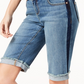 Shorts jeans femininos INC International Concepts com ajuste curvilíneo e acabamento contrastante, azul-marinho, tamanho 4