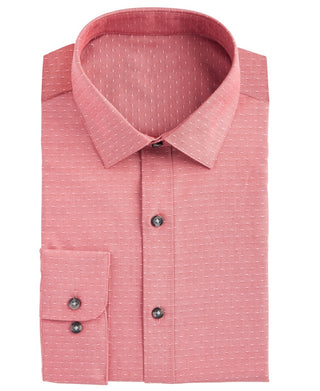 Camisa social masculina Bar III Slim-Fit Stretch Easy-Care grande com bolinhas Dobby, vermelha, tamanho 15,5 x 32-33