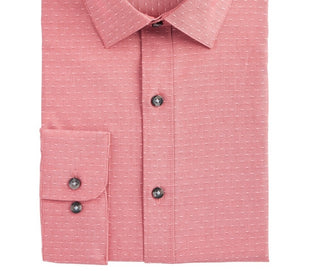 Camisa social masculina Bar III Slim-Fit Stretch Easy-Care grande com bolinhas Dobby, vermelha, tamanho 15,5 x 32-33