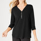 JM Collection Top Feminino com Zíper Preto Tamanho Pequeno