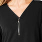 JM Collection Top Feminino com Zíper Preto Tamanho Pequeno