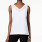 INC International Concepts Top feminino com acabamento transparente contrastante, branco, tamanho X-S