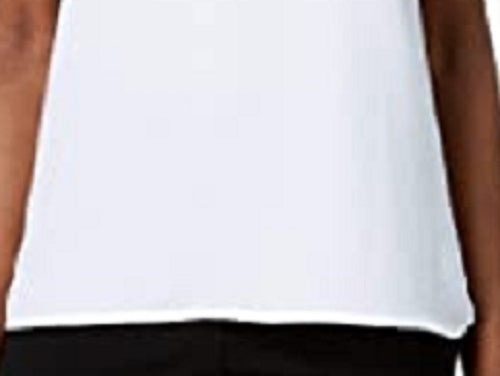 INC International Concepts Top feminino com acabamento transparente contrastante, branco, tamanho X-S