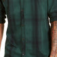 Camisa utilitária xadrez masculina INC International Concepts, verde, tamanho grande