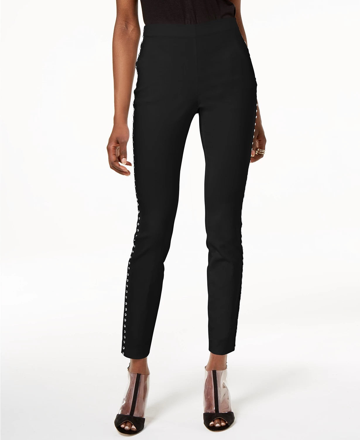 Calça skinny feminina INC International Concepts com tachas, preta, tamanho 8, pequena