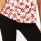 Camiseta feminina Alfani estampada com bainha redonda vermelha tamanho P