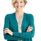 Cardigan feminino com mangas amarradas JM Collection, verde escuro, tamanho grande