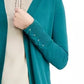Cardigan feminino com mangas amarradas JM Collection, verde escuro, tamanho grande