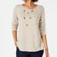 Blusa de malha waffle feminina Style &amp; Co, bege, tamanho pequeno