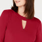 Charter Club Blusa Feminina Manga Sino com Decote em V Vermelho Tamanho X-G