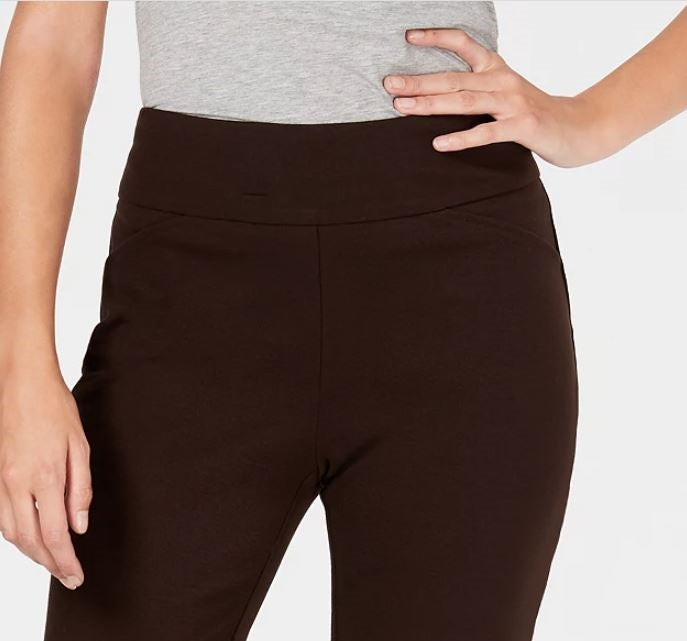 Calça feminina Charter Club Pull On Ponte Knit Marrom Tamanho 8 Petite