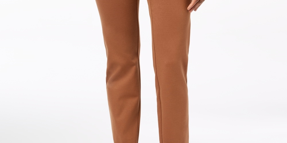 Calça feminina Charter Club Pull-On Ponte-Knit marrom tamanho 4 Petite