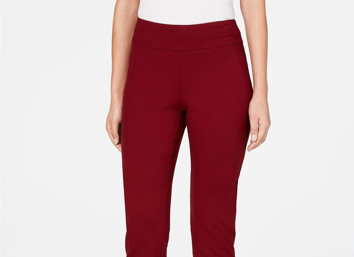 Calça feminina Charter Club Petite Pull-On Ponte-Knit vermelha tamanho 16 P
