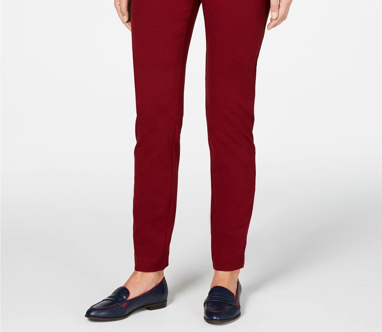 Calça feminina Charter Club Petite Pull-On Ponte-Knit vermelha tamanho 16 P