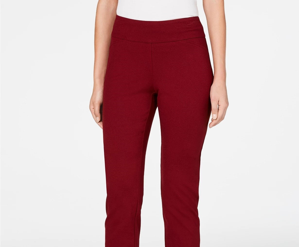 Calça feminina Charter Club Petite Pull-On Ponte-Knit vermelha tamanho 8 P