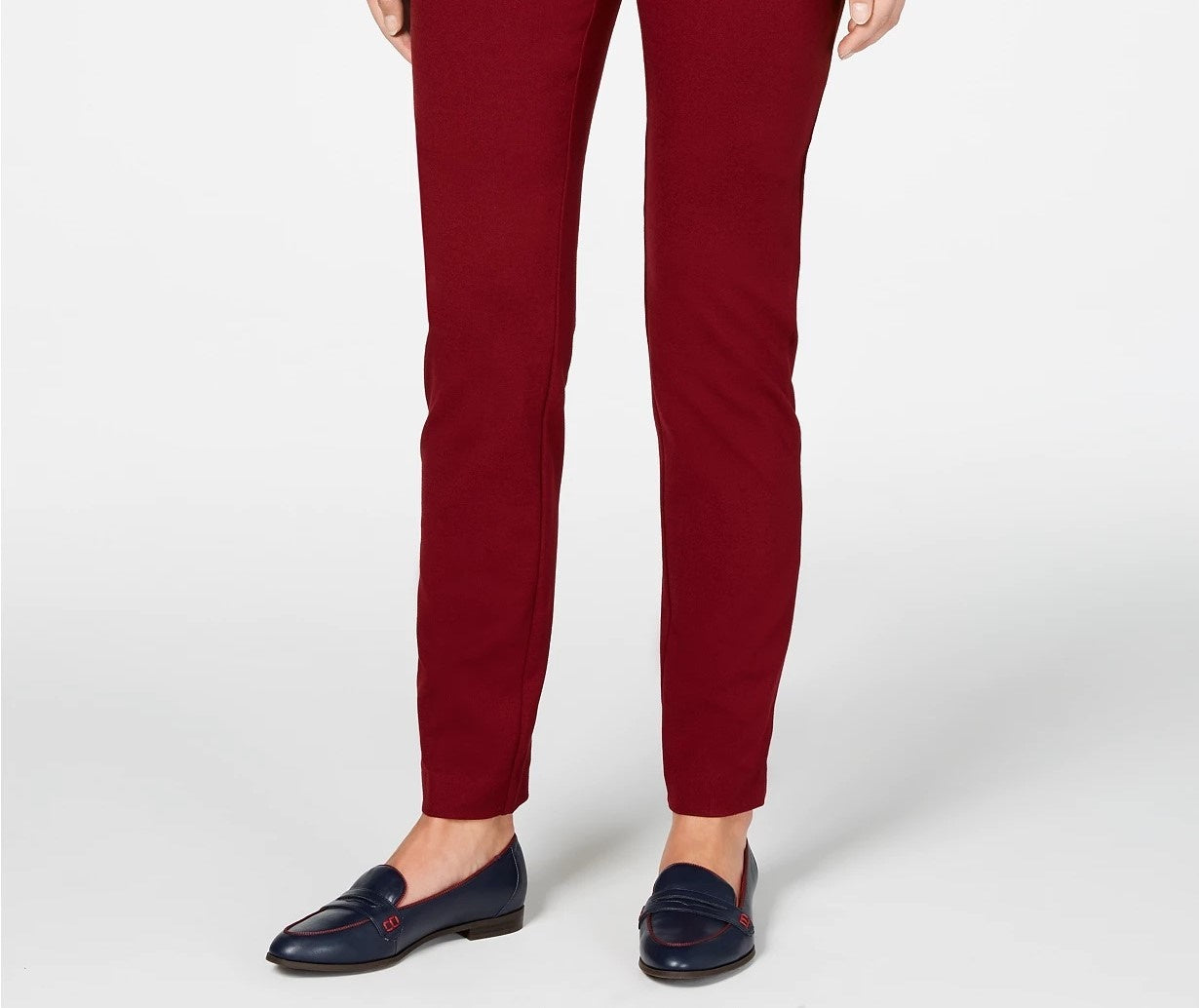 Calça feminina Charter Club Petite Pull-On Ponte-Knit vermelha tamanho 8 P