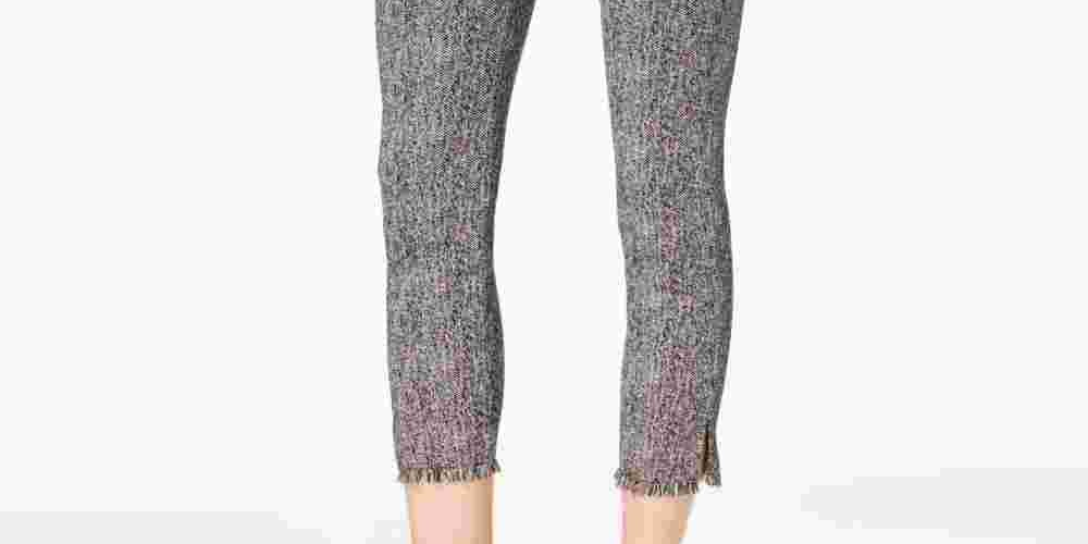 Calça feminina Alfani Petite Fringe-Hem Ankle, preta, tamanho 6P