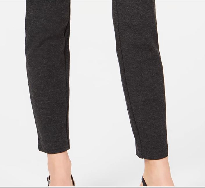 Calça skinny elástica exposta com cós largo Alfani feminina, preta, tamanho 0, pequena