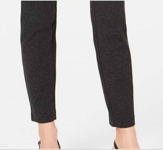 Calça skinny elástica exposta com cós largo Alfani feminina, preta, tamanho 10, pequena