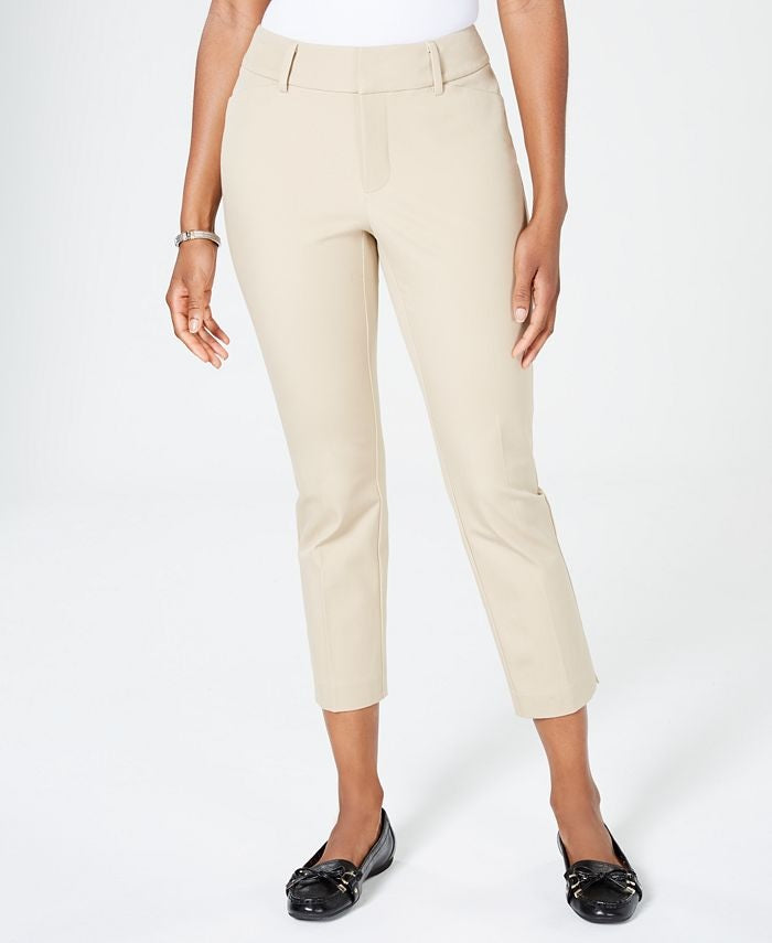 Calça feminina Charter Club Slim Fit, bege, tamanho 4