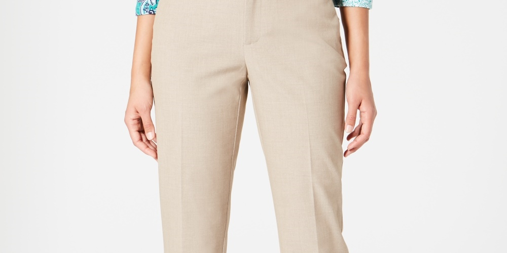 Calça feminina Charter Club Slim Fit, bege, tamanho 14