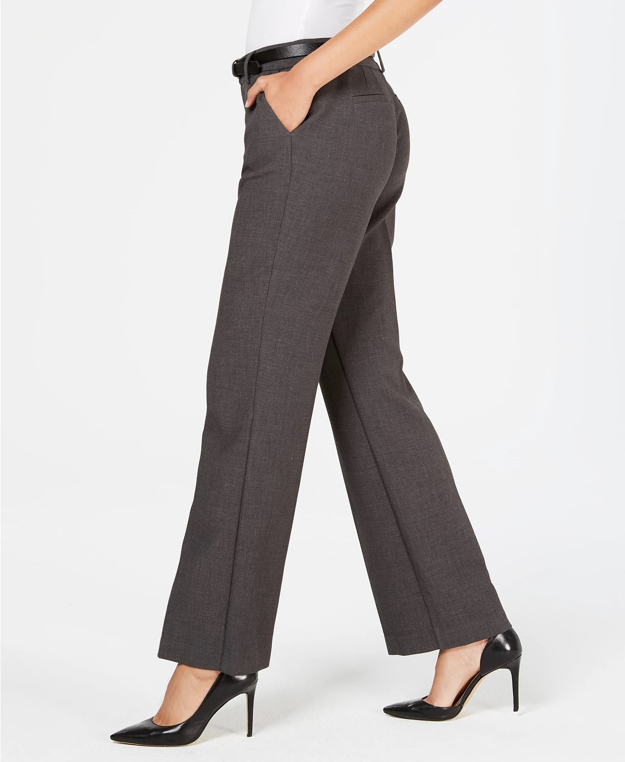 Calças femininas justas com cinto Charter Club, pretas, tamanho 4, pequena