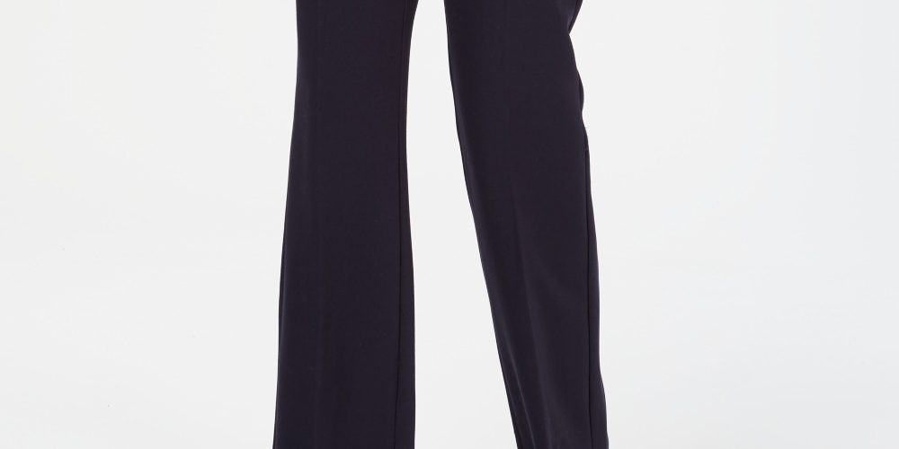 Calças femininas Charter Club com cinto slim it up azul brilhante tamanho 12 petite