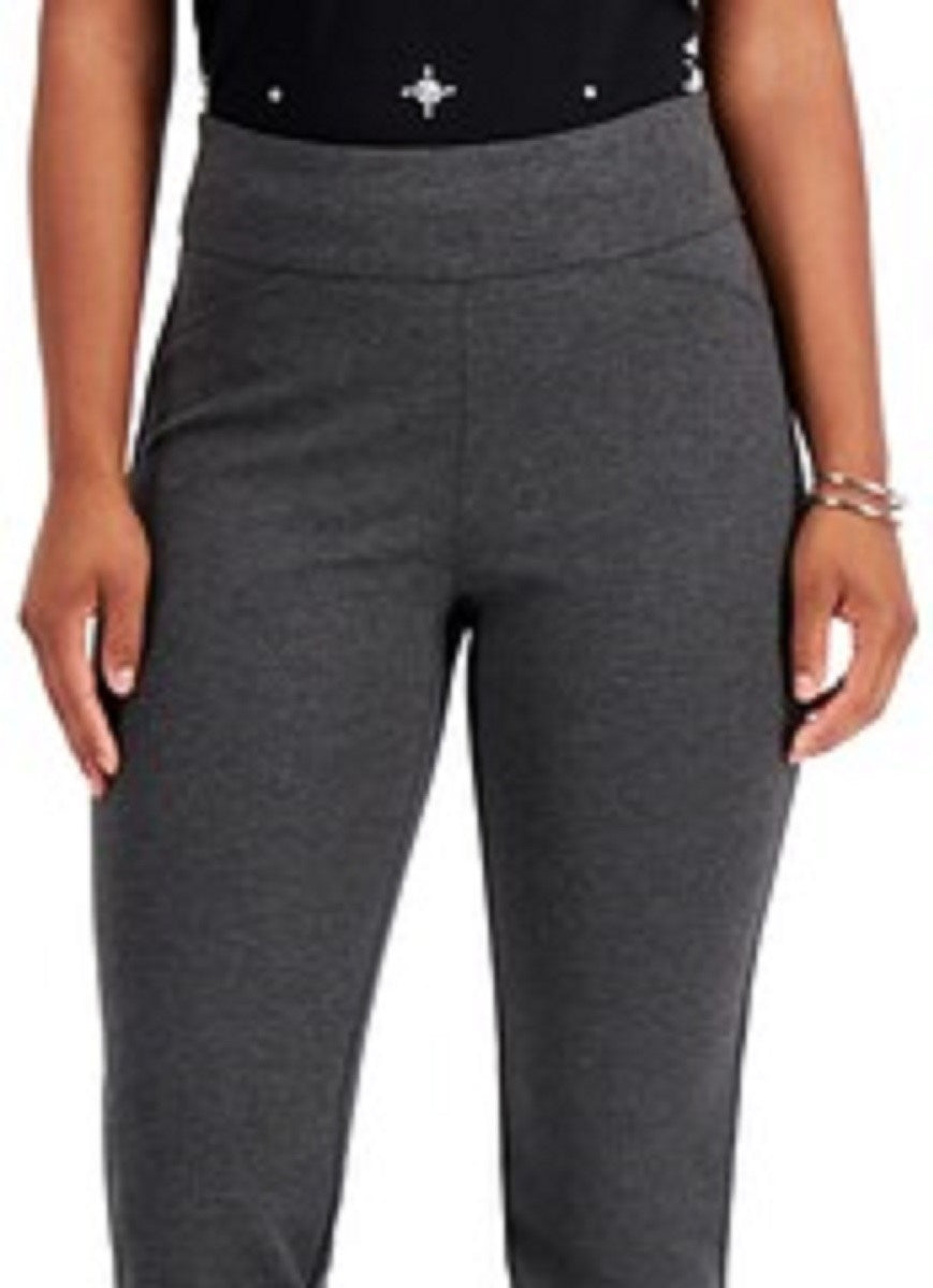 Calça feminina Charter Club Petite Pull-On Ponte-Knit cinza escuro tamanho 8 P