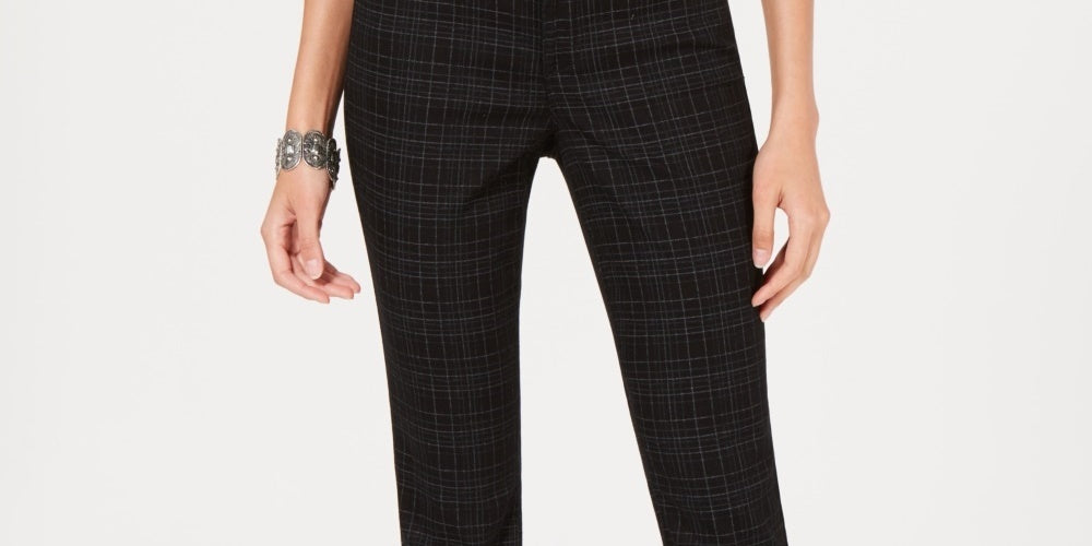 Calça jeans skinny estampada feminina Style &amp; Co Curvy-Fit, preta, tamanho 18