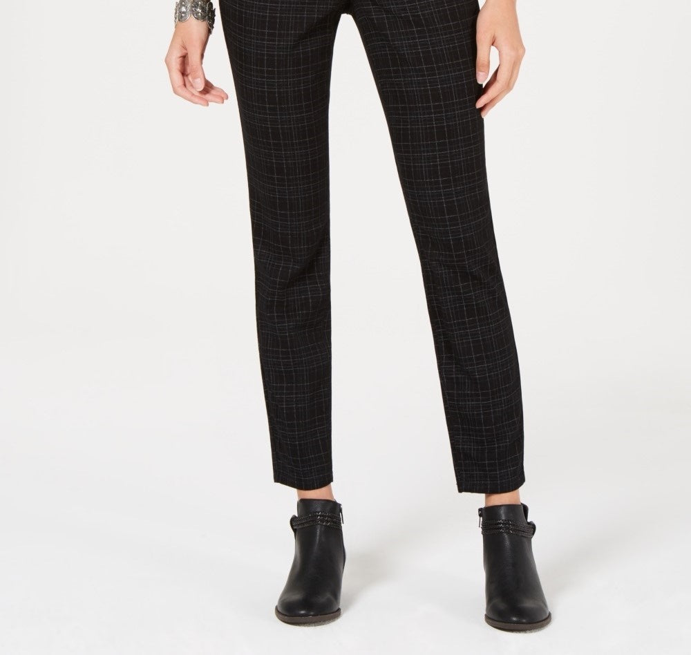 Calça jeans skinny estampada feminina Style &amp; Co Curvy-Fit, preta, tamanho 18