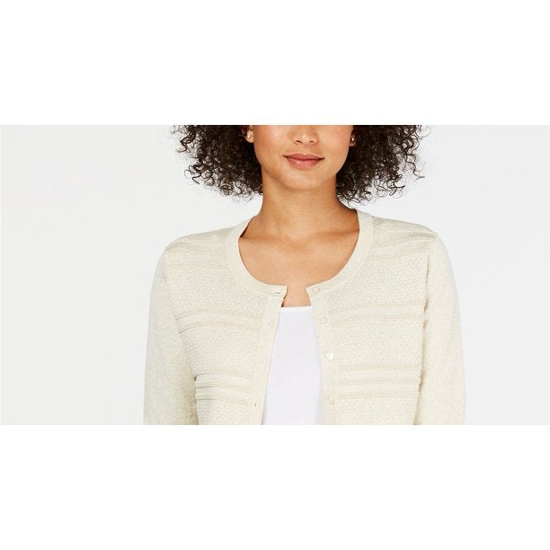 Cardigan texturizado feminino Charter Club, branco, tamanho médio