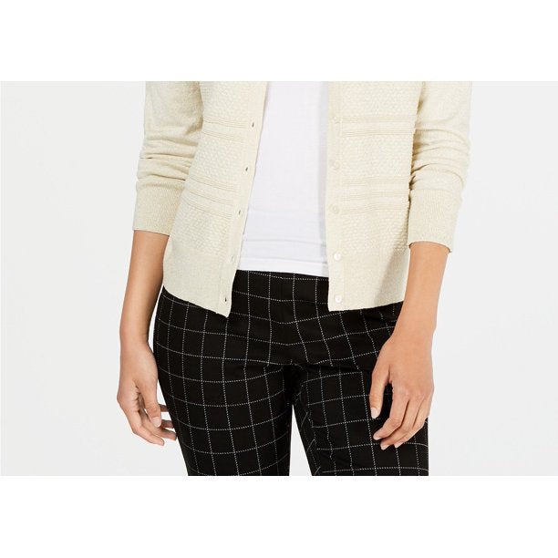 Cardigan texturizado feminino Charter Club, branco, tamanho médio