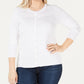 Cardigan texturizado feminino Charter Club, branco, tamanho grande