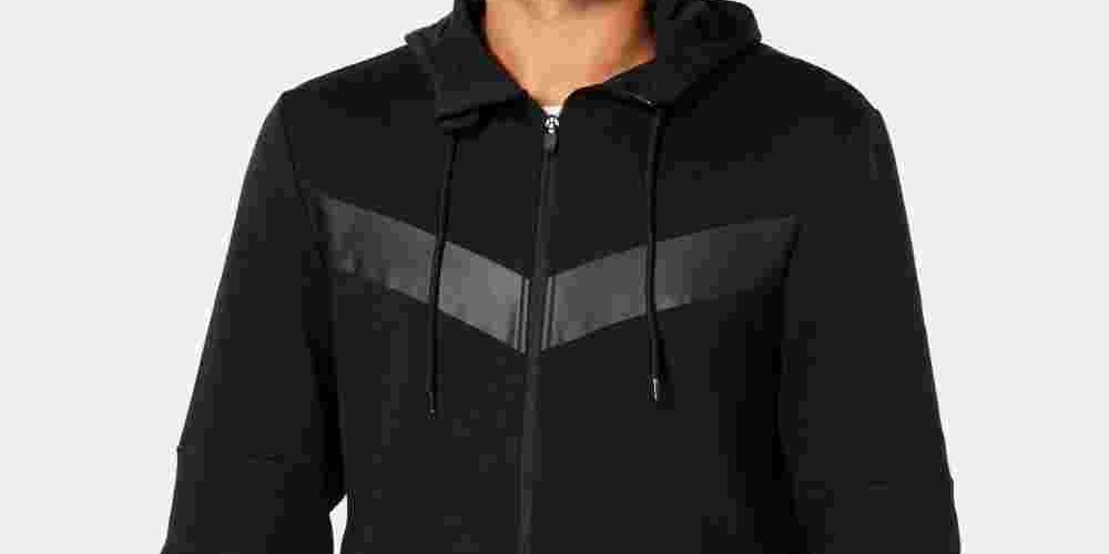 Id Ideology Moletom com capuz masculino com zíper Chevron, preto, tamanho pequeno