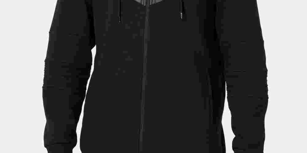 Id Ideology Moletom com capuz masculino com zíper Chevron, preto, tamanho pequeno