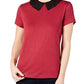 Blusa feminina Maison Jules com gola de renda, vermelha escura, tamanho pequeno