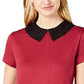Blusa feminina Maison Jules com gola de renda, vermelha escura, tamanho pequeno