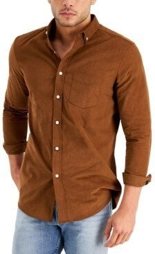 Club Room Men's Corduroy Button Up Shirt Brown Size Small