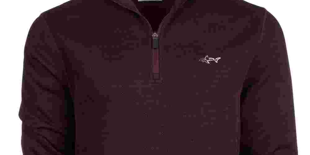 Suéter masculino Attack Life com zíper 1/4 espinha de peixe, vermelho, tamanho XX-G