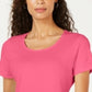 Blusa feminina Karen Scott de manga curta e decote redondo, rosa, tamanho médio