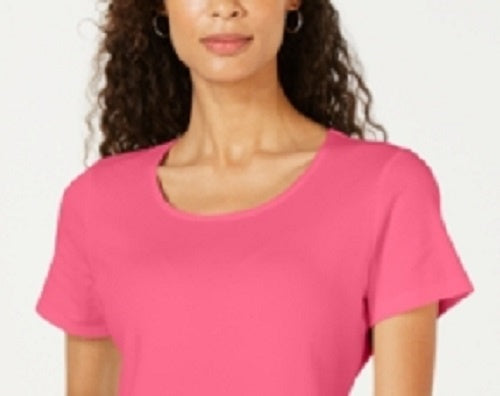 Blusa feminina Karen Scott de manga curta e decote redondo, rosa, tamanho médio