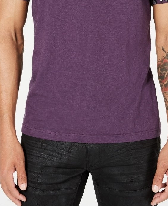 Camiseta masculina de leopardo com estampa de folha de alumínio da INC International Concepts, roxa, tamanho pequeno