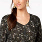 Top babydoll feminino estampado estilo &amp; co, preto, tamanho grande