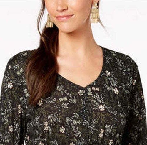 Top babydoll feminino estampado estilo &amp; co, preto, tamanho grande