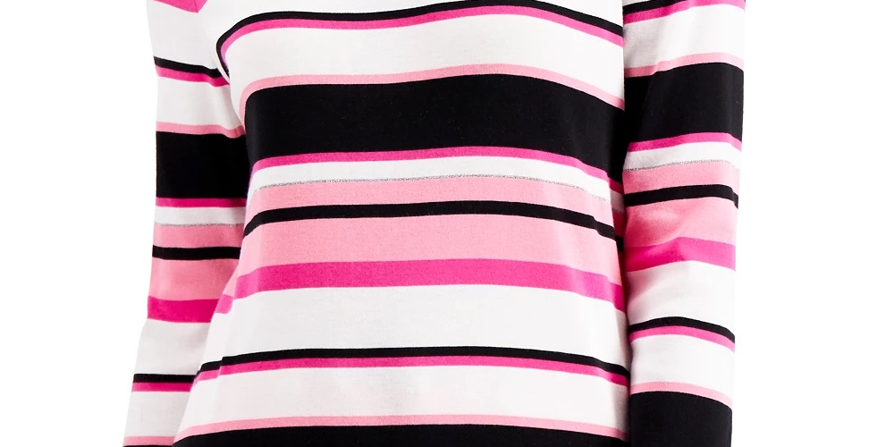 Charter Club Blusa feminina de algodão Pima com botões e listras, rosa, tamanho extra pequeno