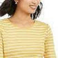 Charter Club Top Listrado Metálico Feminino Amarelo Tamanho Grande