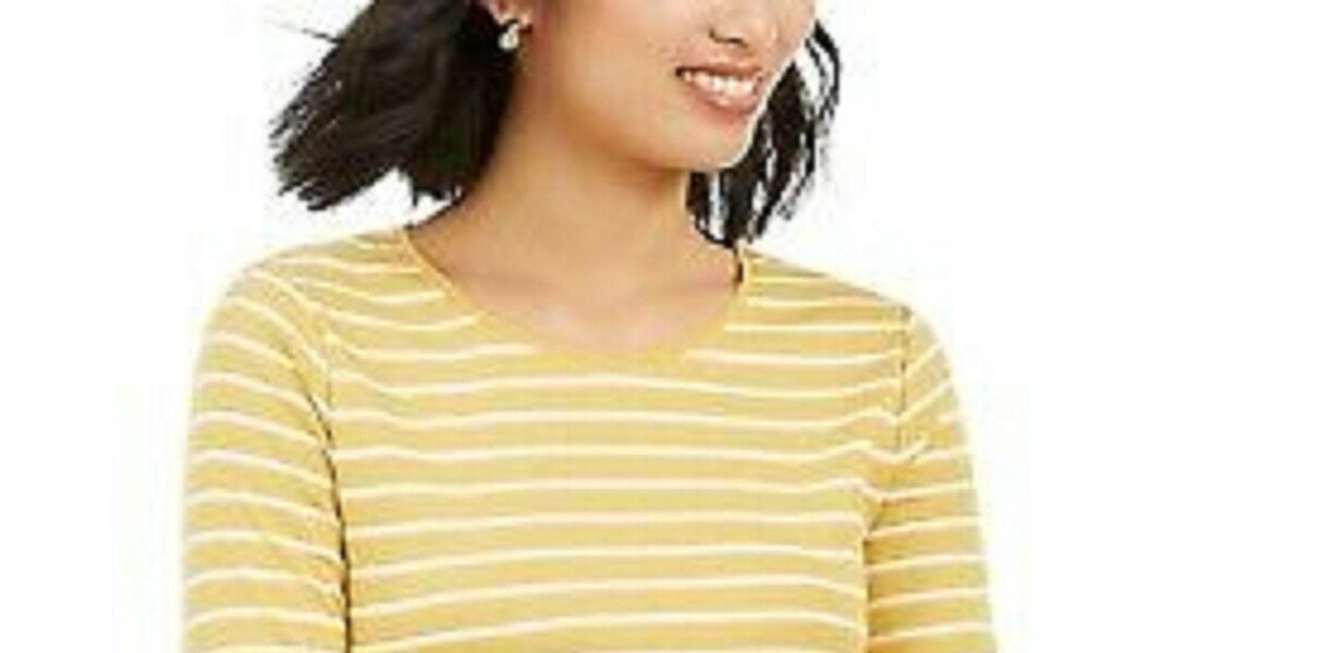 Top listrado metálico feminino Charter Club, dourado, tamanho médio