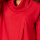 Suéter feminino JM Collection com gola alta e capuz, tamanho grande, vermelho